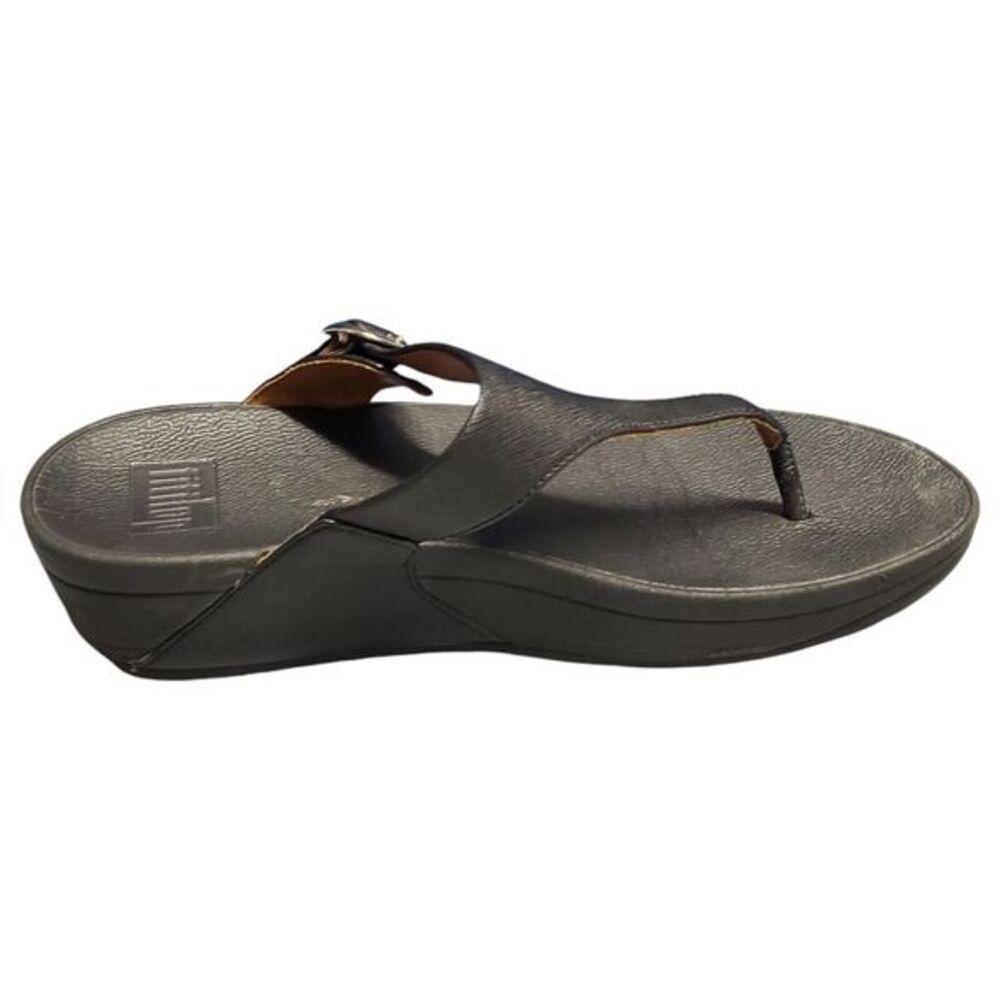 Fitflop Platform Thong Sandal Women Size 7 Black Casual Comfort Slip On‎ 458-001